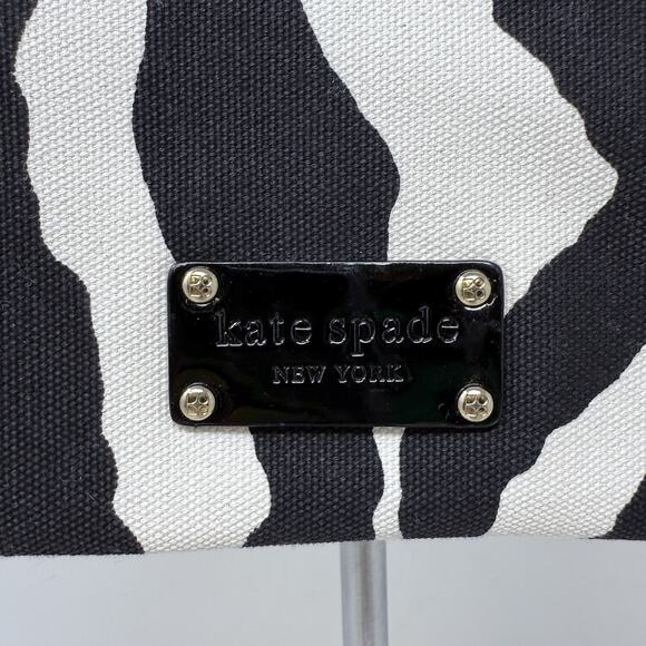 Vintage Kate Spade Y2K Zebra Print Canvas Handbag Foldable Top Design - Picture 7 of 7